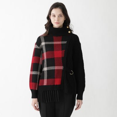 EZUMiクレストブリッジチェックジャカード×ラムズウールコンビニット EZUMi クレストブリッジチェックジャカード×ラムズウールコンビ