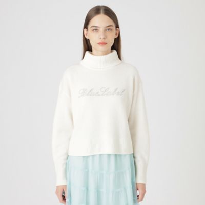 スーパーファインラムズウールロゴ刺しゅうニットプルオーバー