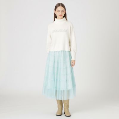 スーパーファインラムズウールロゴ刺しゅうニットプルオーバー