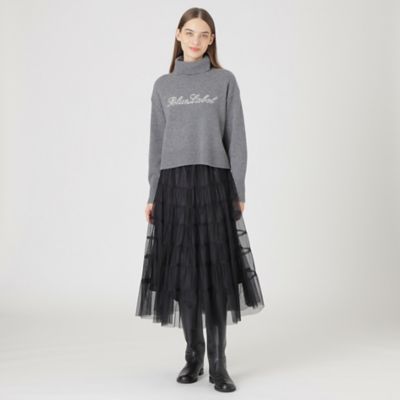 スーパーファインラムズウールロゴ刺しゅうニットプルオーバー