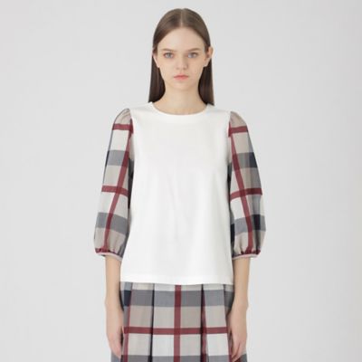 BLUE LABEL CRESTBRIDGE (Women)/ブルーレーベル・クレストブリッジ チェックスリーブトップス（５５Ｐ０５５２０＿＿）