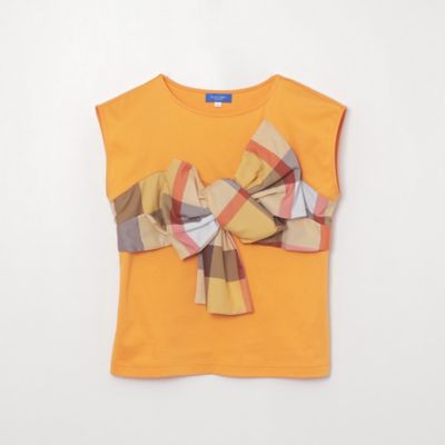 コンパクトピマスムースチェックリボンＴシャツ（５５Ｐ０６５３５＿＿）