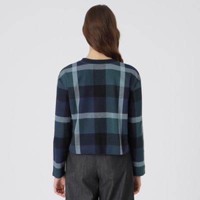 【美品】 ブルーレーベルクレストブリッジ チェックティアードカットソー M クレストブリッジチェックジャカードジャージープルオーバー