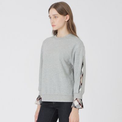 ＜BLUE LABEL CRESTBRIDGE (Women)＞アームスリットパーシャルチェックプルオーバー（５５Ｐ１０６４６＿＿）