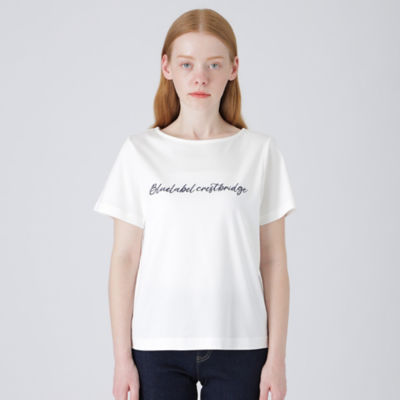 ＜BLUE LABEL CRESTBRIDGE (Women)＞コンパクトスーピマスムースロゴＴシャツ（５５Ｐ１２１７４＿＿）