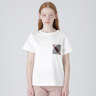 ＜BLUE LABEL CRESTBRIDGE (Women)＞コンパクトスーピマスムースポケットＴシャツ（５５Ｐ１５１８０＿＿）