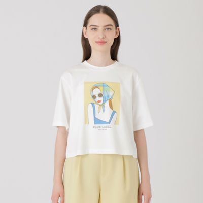 ＜BLUE LABEL CRESTBRIDGE (Women)＞【星陽子コラボ】ピマコットンプレーティング天竺イラストワイドＴシャツ（５５Ｐ２３６７８＿＿）