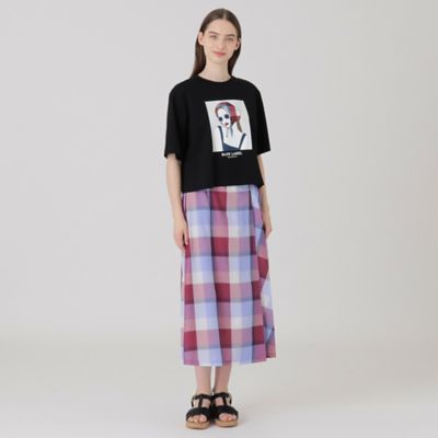 バーバリーブルーレーベル星陽子ピマコットンプレーティング天竺イラストTシャツ 星陽子コラボ】ピマコットンプレーティング天竺ロゴイラストT
