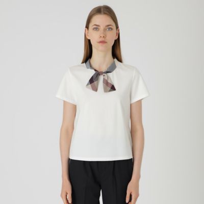 美品　ブルーレーベルクレストブリッジ　ボウタイカットソー　チェック　Tシャツ BLUE LABEL CRESTBRIDGE（ブルーレーベルクレストブリッジ）の