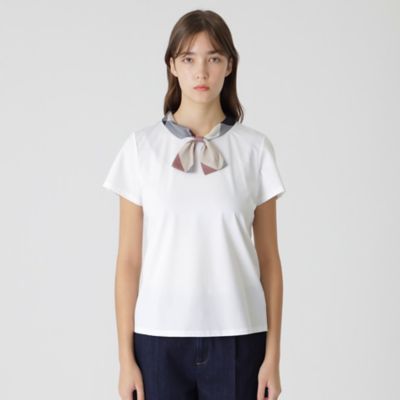 BLUE LABEL CRESTBRIDGE (Women)/ブルーレーベル・クレストブリッジ プレーティング天竺ボウタイTシャツ(55P26494__)