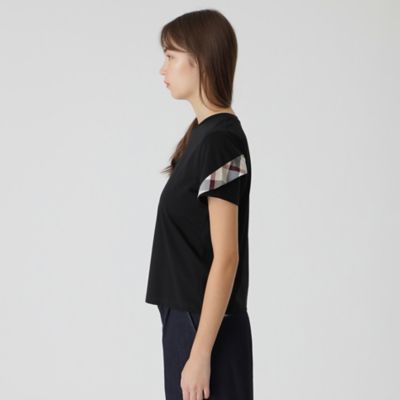 ブルーレーベル プレーティング天竺フリルスリーブTシャツ プレーティング天竺フリルスリーブTシャツ