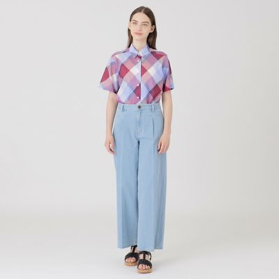 ストレッチデニムワイドパンツ（55R14668＿＿） | BLUE