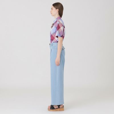ストレッチデニムワイドパンツ（55R14668＿＿） | BLUE