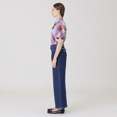 ストレッチデニムワイドパンツ（55R14668＿＿） | BLUE