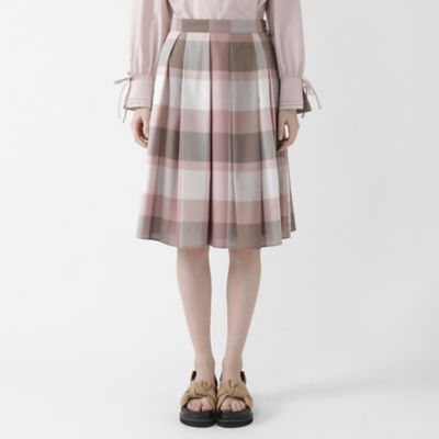 クレストブリッジチェックエアリーブロードフレアースカート  