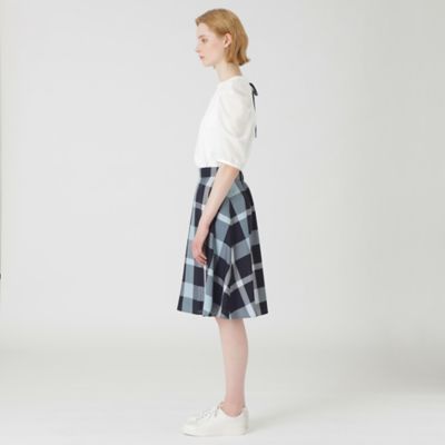 クレストブリッジチェックエアリーブロードフレアスカート  
