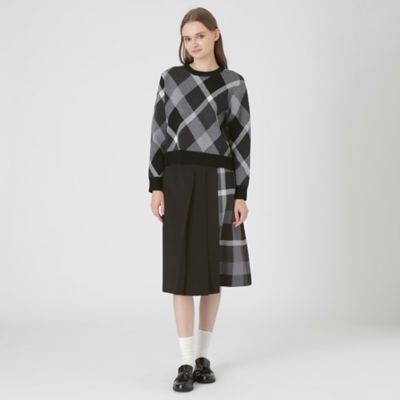 ウールライクツイルパーシャルチェックスカート（55S07642＿＿