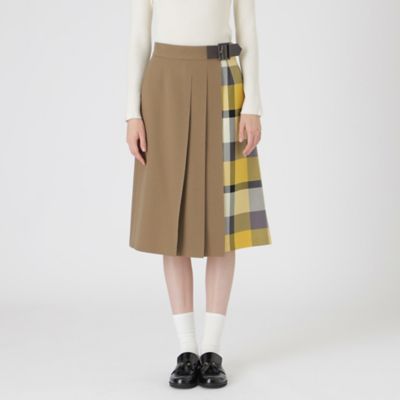 ウールライクツイルパーシャルチェックスカート
