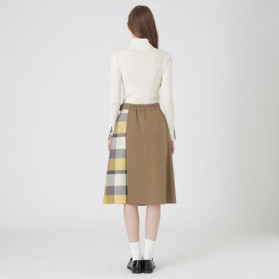 ウールライクツイルパーシャルチェックスカート（55S07642＿＿