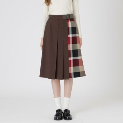 ウールライクツイルパーシャルチェックスカート