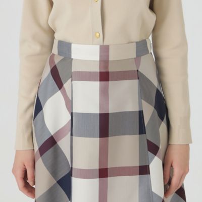 クレストブリッジチェックライトクロッシングツイルスカート ブルー38 クレストブリッジチェックライトクロッシングツイルスカート ブルー38