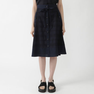 ＜BLUE LABEL CRESTBRIDGE (Women)＞クレストブリッジチェックハーフソリッドファンシーフレアスカート（５５Ｓ０９７９４＿＿）