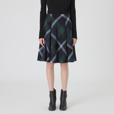 クレストブリッジチェックプラスティーへリンボンタックフレア