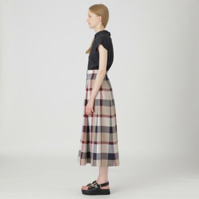 クレストブリッジチェックライトクロッシングツイルフレアスカート  