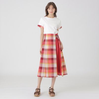 クレストブリッジチェックサイドベルトフレアスカート（５５Ｓ１２５４５＿＿）