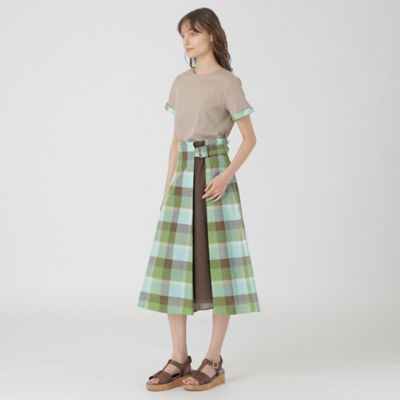 クレストブリッジチェックサイドベルトフレアスカート（５５Ｓ１２５４５＿＿）