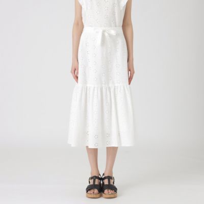 BLUE LABEL CRESTBRIDGE (Women)/ブルーレーベル・クレストブリッジ シャンブレーレーススカート（５５Ｓ１３５４３＿＿）