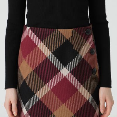 クレストブリッジチェックロービングツイード台形スカート