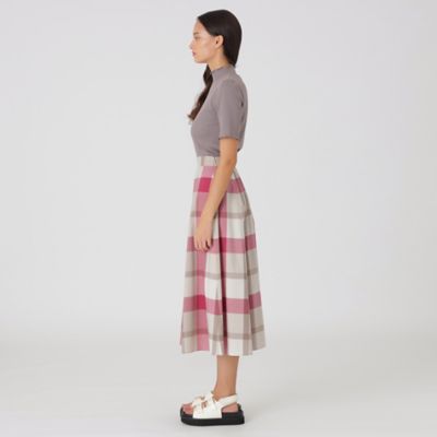 美品✨ブルーレーベルクレストブリッジ　チャーム付き　膝下フレアスカート　赤36 店舗限定】クレストブリッジチェックサキソニードビーオーバー