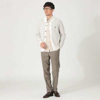 リネンコットンシャンブレークルーネックセーター(トップス