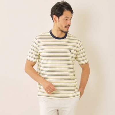 ＜THE SCOTCH HOUSE (Men)＞綿／麻タックボーダーＴシャツ（Ｆ１Ｐ９０１７５＿＿）