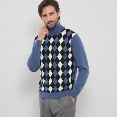 ＜MACKINTOSH LONDON (Men)＞１４ゲージインターシャアーガイルタートルネックニット（Ｇ１Ｎ０４６００＿＿）