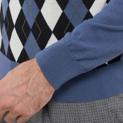 14ゲージインターシャアーガイルタートルネックニット