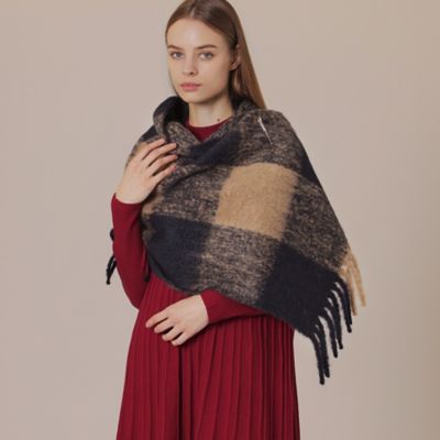 ＜MACKINTOSH LONDON (Women)＞【エクラ掲載】ブロックチェックシャギーストール（Ｇ５７１０２２８＿＿）