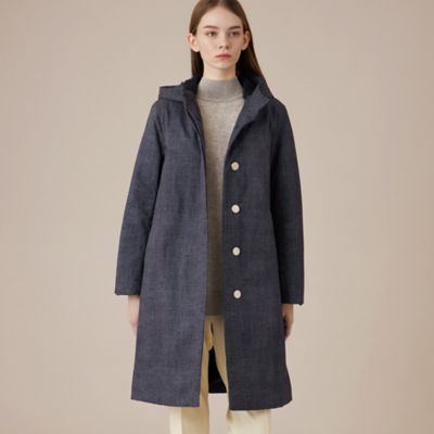 ＜MACKINTOSH LONDON (Women)＞【送料無料】【ＲＯＳＬＥＹ／ロズリーフード】デニムプリントソロタフタコート（Ｇ５Ａ２２６８１＿＿）