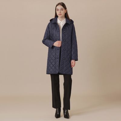 送料無料】キルティングタフタフーデットコート