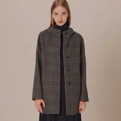 ＜MACKINTOSH LONDON (Women)＞リバーチェックフーデットウールコート（Ｇ５Ｂ０３２３４＿＿）