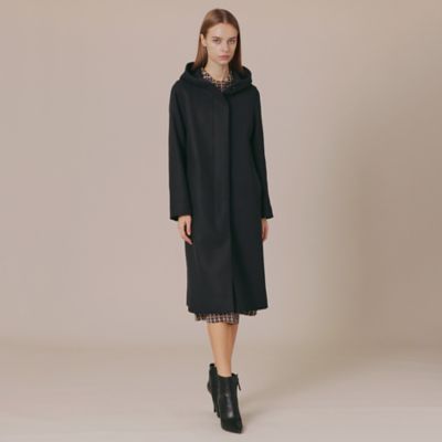 マッキントッシュ 美品✨クリストン ウールフーデッドコート 40サイズ ブラック エクラ掲載】【CHRYSTON/クリストン】ウールダブルクロスフーデット