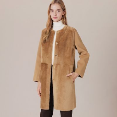 ＜MACKINTOSH LONDON (Women)＞ムートンウールカシミヤコンビコート（Ｇ５Ｂ７１８３０＿＿）
