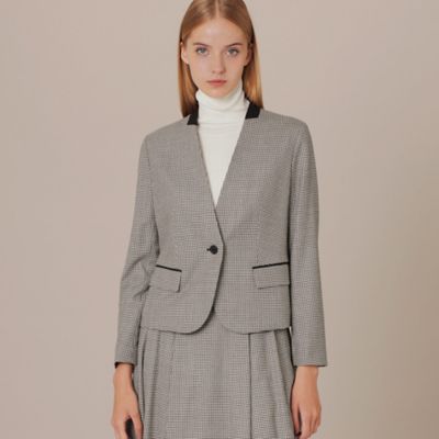 マッキントッシュロンドン　セットアップ　ウール　スーツ　チェック　ノーカラー マッキントッシュロンドンセットアップウールスーツチェックノー