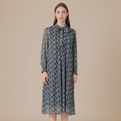 BIBURY FLOWER】バイカラーバイブリークレープワンピース