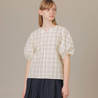 ＜MACKINTOSH LONDON (Women)＞ラインチェックコットンブラウス（Ｇ５Ｍ１３１５０＿＿）