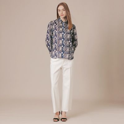 838y*美品 大きい44 マッキントッシュ ロンドン フラワープリントブラウス 婦人画報掲載】【BIBURY FLOWER】バイブリーフラワープリント
