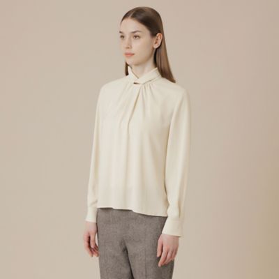 バックサテンジョーゼットブラウス（G5M20639＿＿