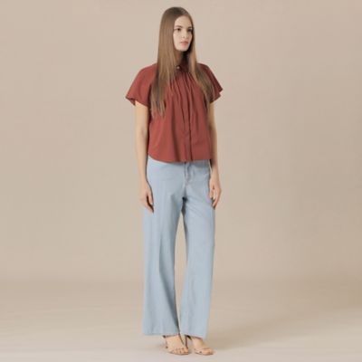 MACKINTOSH - 極美品 マッキントッシュロンドン コットン ナイロン 七分袖 ノーカラーブラウス MACKINTOSH LONDON（マッキントッシュ ロンドン）の「コットン