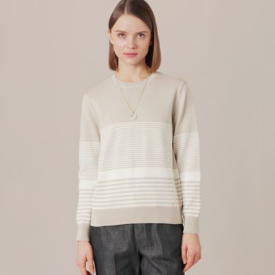 ＜MACKINTOSH LONDON (Women)＞シルケットコットンボーダーニットプルオーバー（Ｇ５Ｎ１１１１５＿＿）